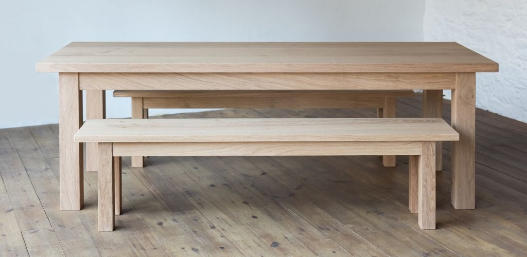 Avon dining table handmade in British prime oak