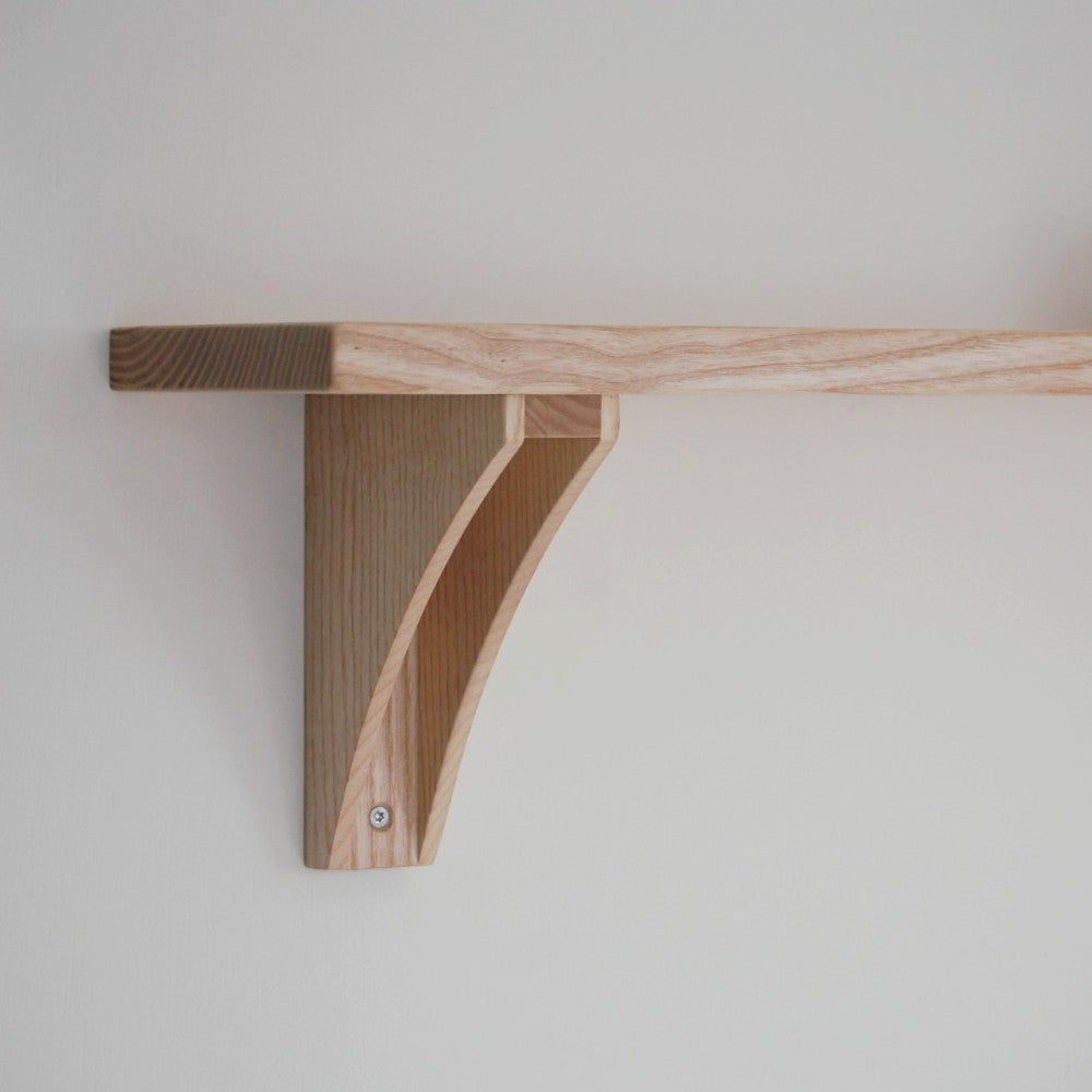 Side view of bracket and shelf in british ash