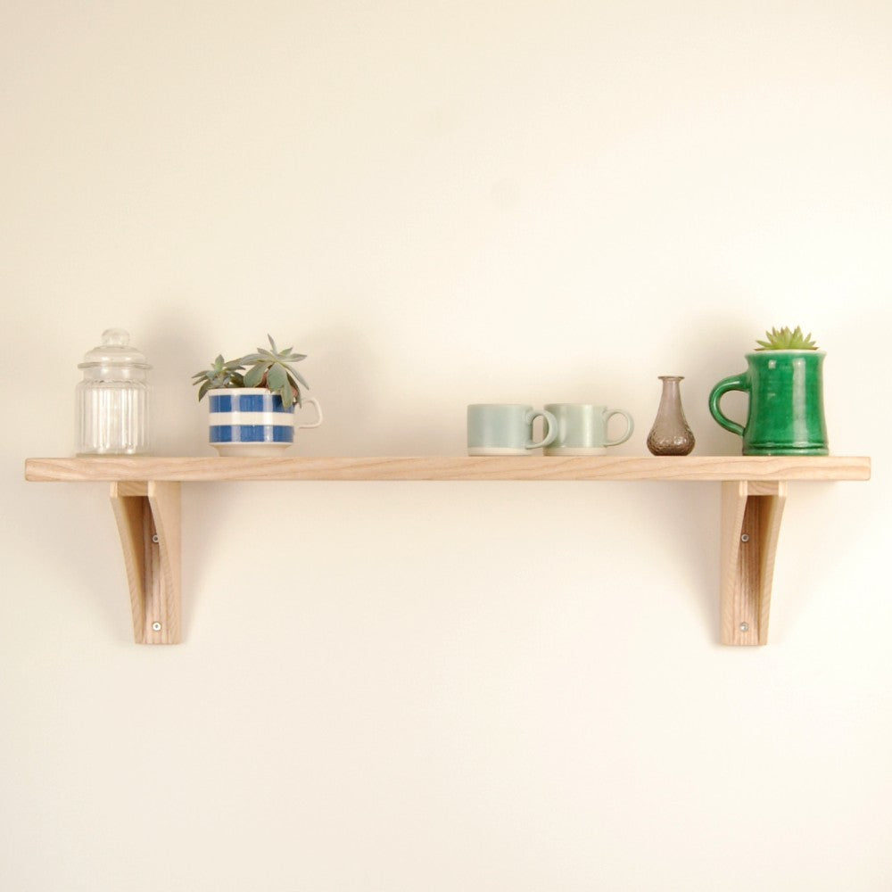 Wooden shelf and brackets in British Ash