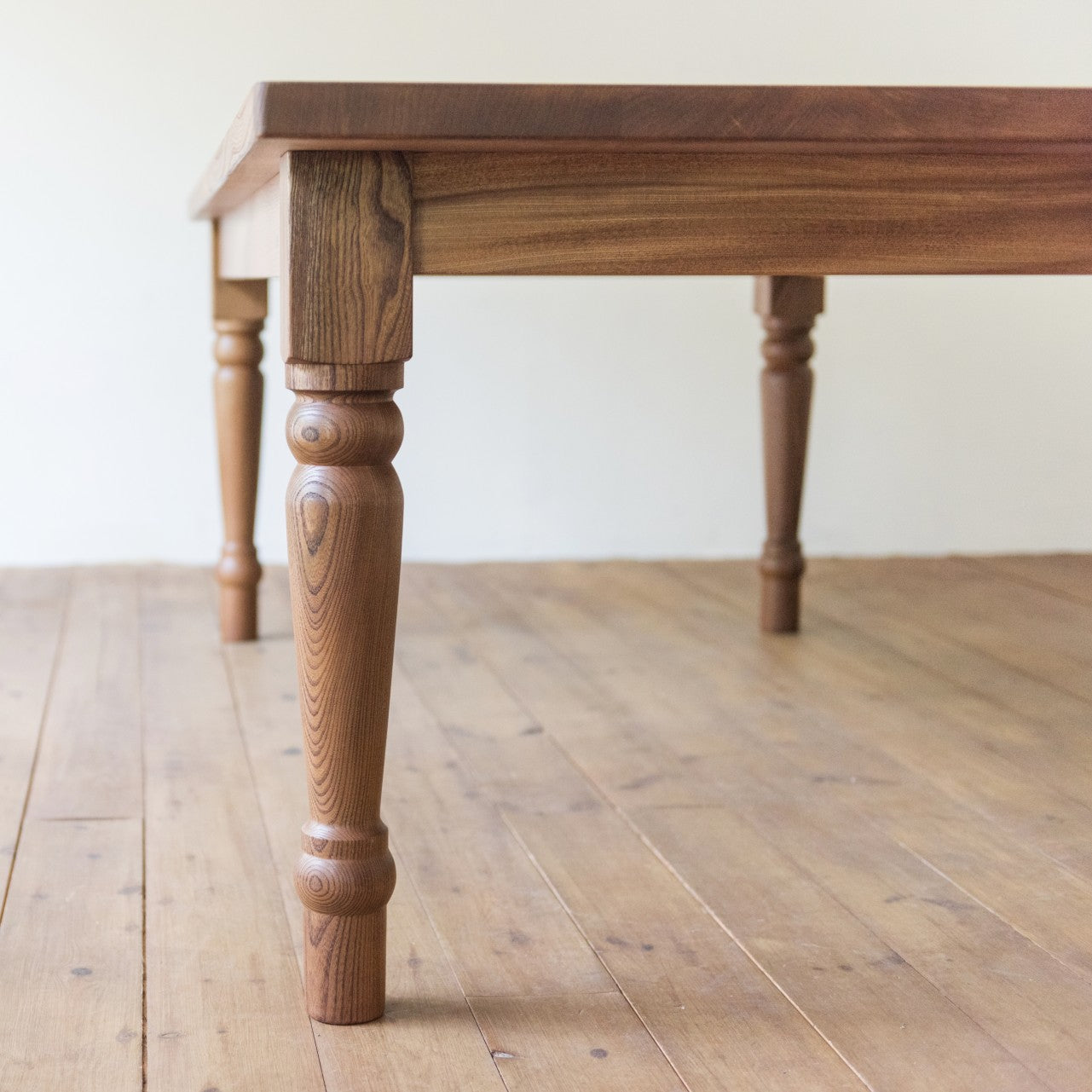 turned legs on our maulden table in elm