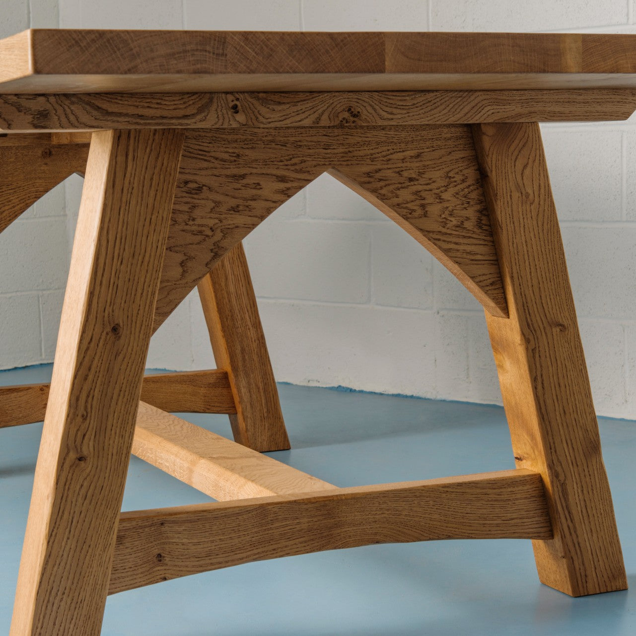 Arched end of our Savernake table in pippy oak