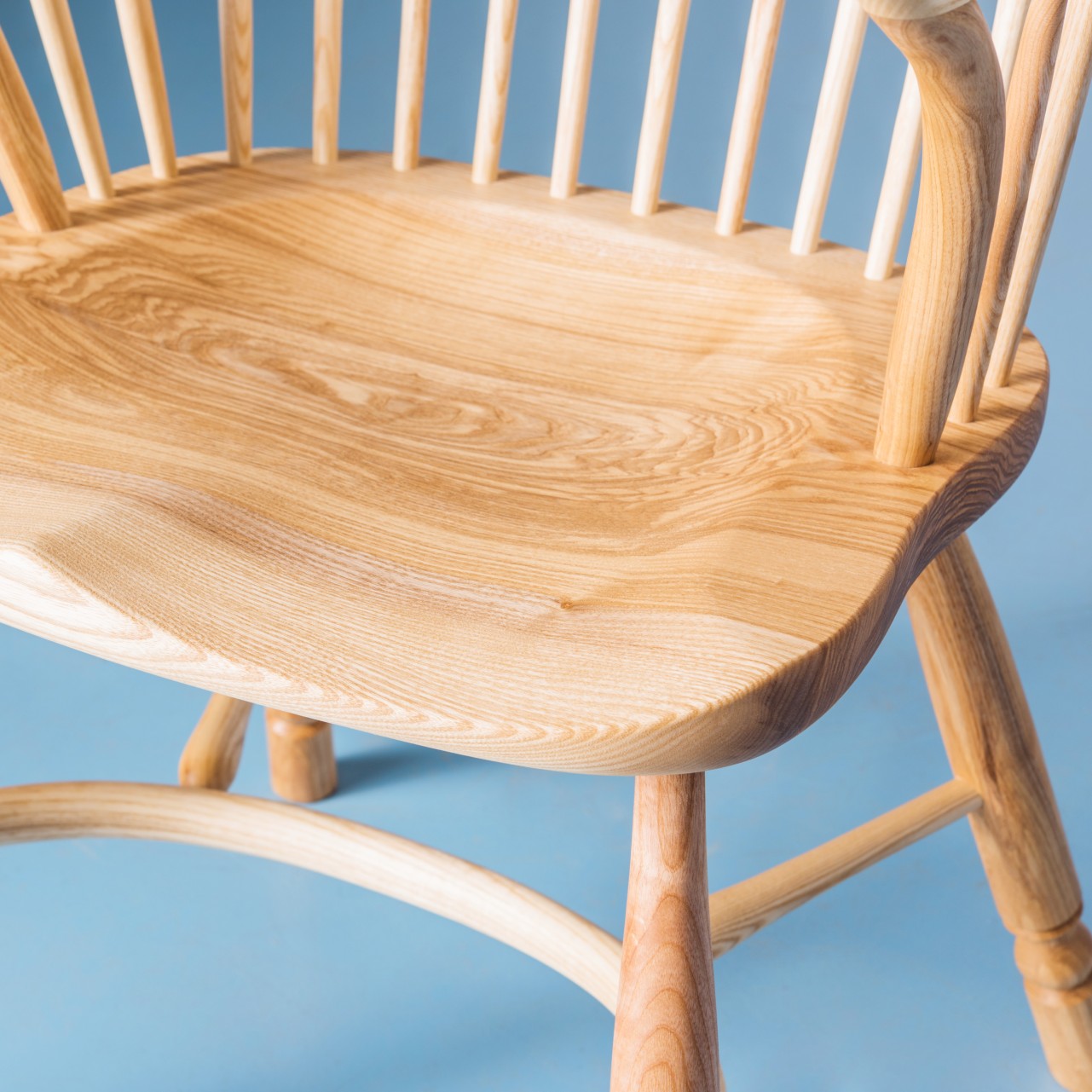 Seat of our Richmond armchair in ash with a clear satin oiled finish